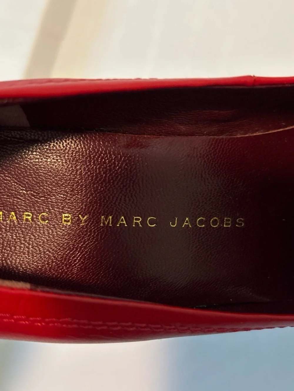 Marc by Marc Jacobs Red Leather Pointed Loafers